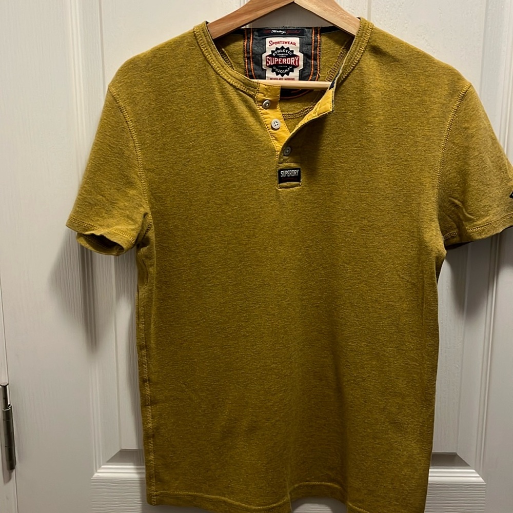 SUPERDRY Heritage Grandad Style Short Sleeve Henley Size M